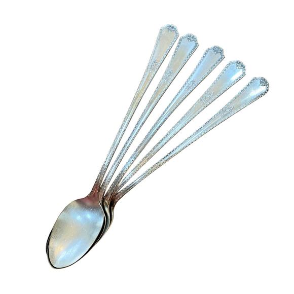 Silver Iced Tea Spoons Set of 5 Wm Rogers Oneida Berkeley 1929 Vintage Antique - Picture 3 of 6